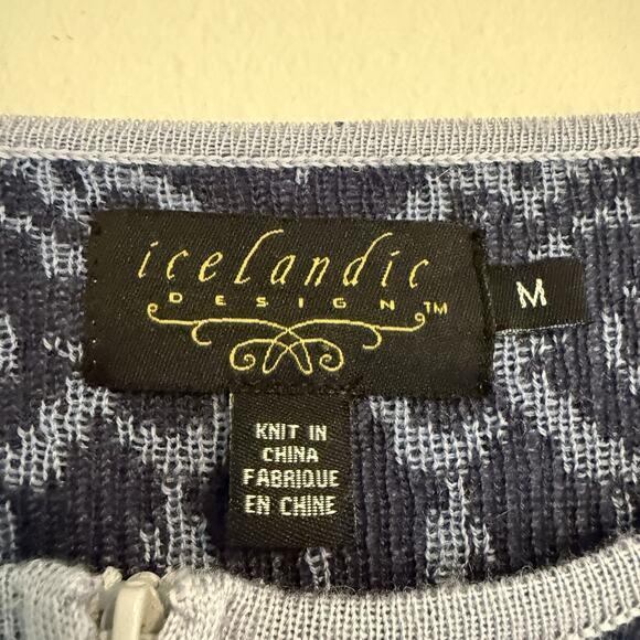 Icelandic Design Sweater Womens MED Wool Blend Zip up Cardigan Knit - Picture 8 of 10